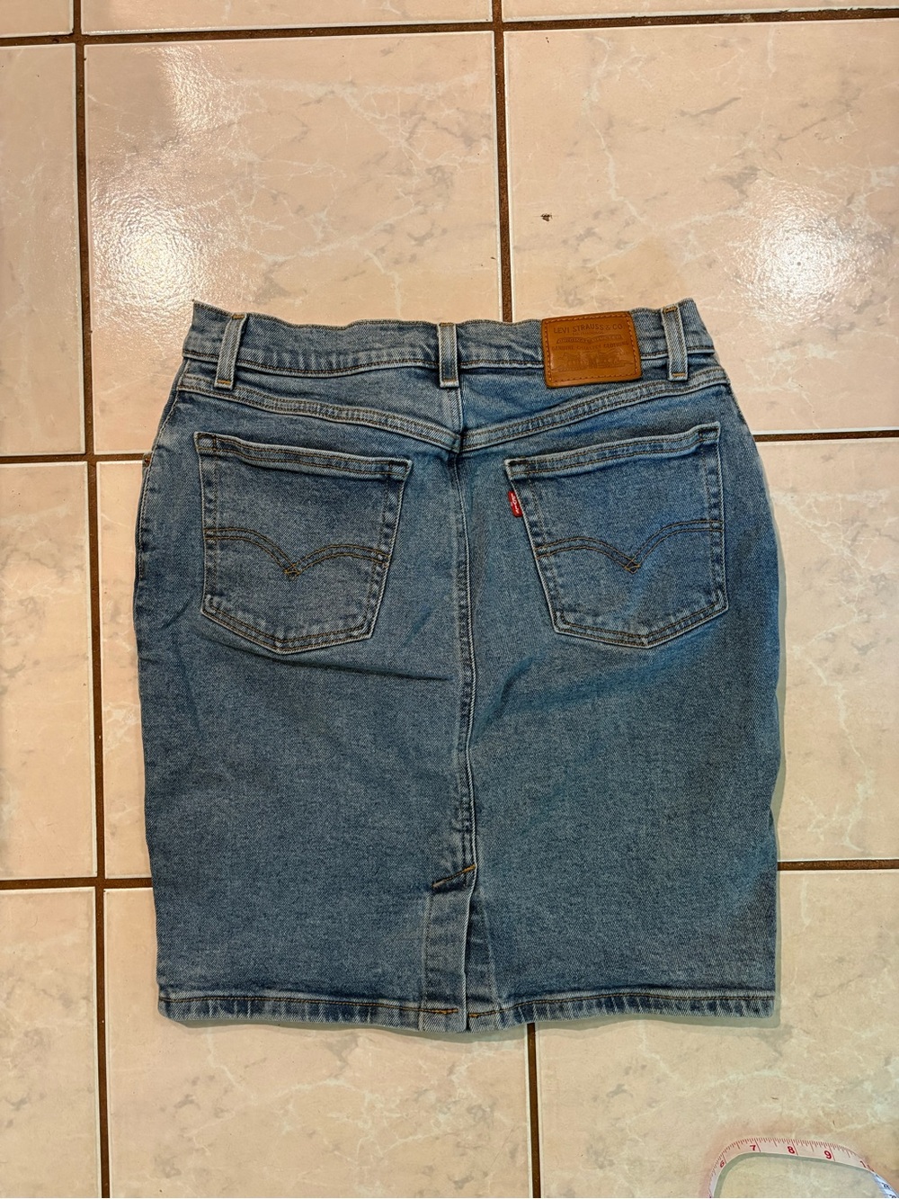 Levi's Blue Denim Pencil Skirt with Back Pocket Detail